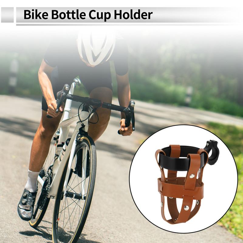Motoforti Universal Motorcycle Bike Drink Holder Motorbike Bicycle Water Bottle Cup Holder Screw Brown Black PU Aluminum Alloy