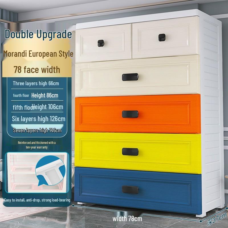 Multilayer Plastic Storage Cabinet: Drawer-Style for Bedroom and Nursery