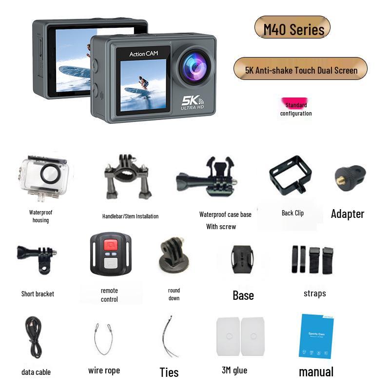 4K Sports Action Camera with Anti-Shake, Touchscreen, Wireless Connectivity, for Cycling & Fishing