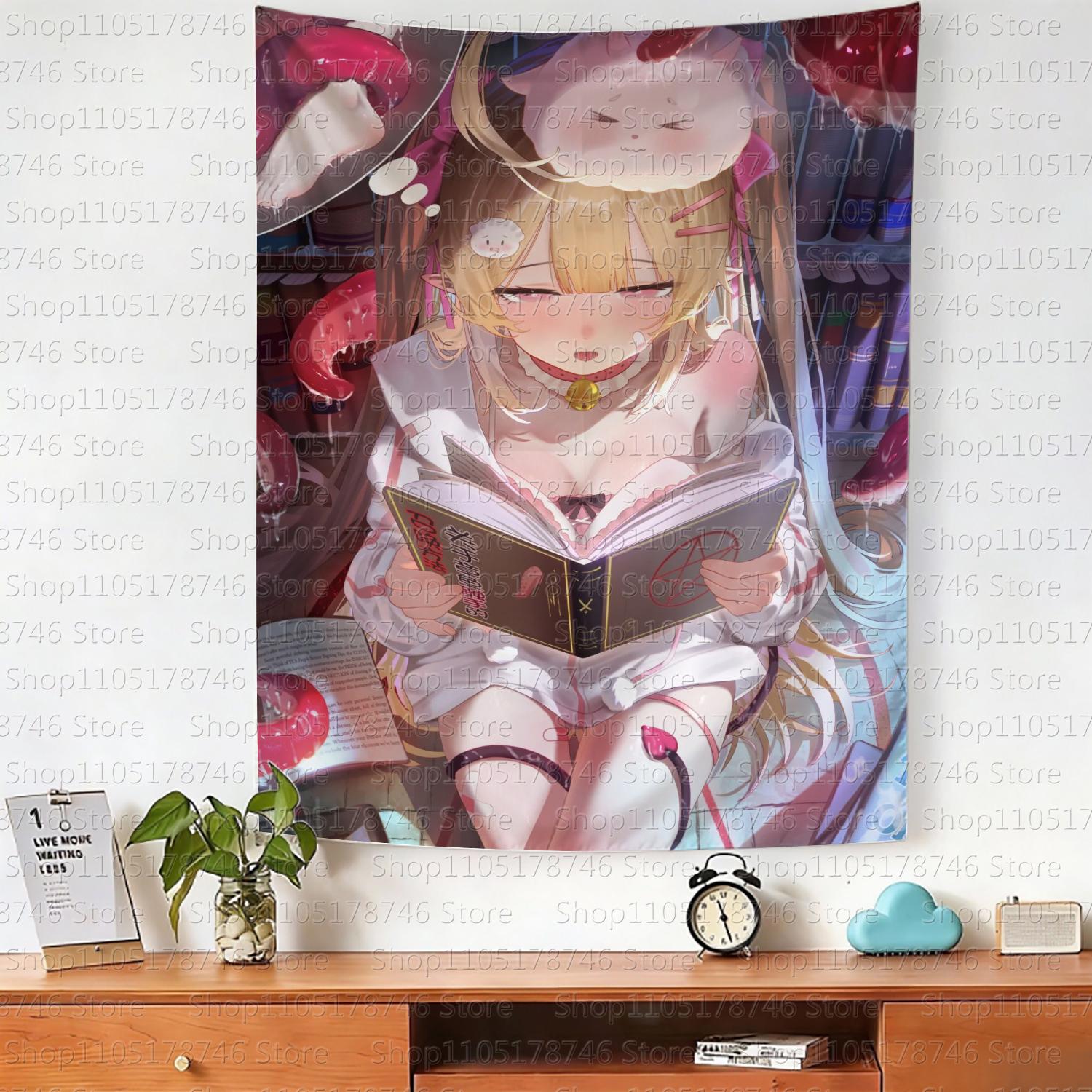 кавайи японский стиль лолита милая девушка гобелен настенный игровой японская милая девушка украшение комнаты гобелен настенный 74x94cm(29x37in)