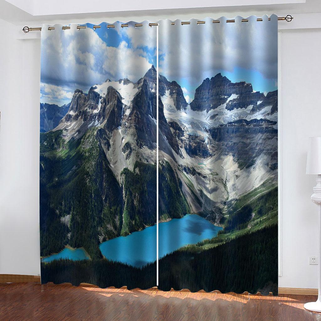 HUANZHUANG Curtains for Windows Living Room 3D Beautiful Landscape Scenery Blackout Curtains for Bedroom 2 Panels Boys Girls