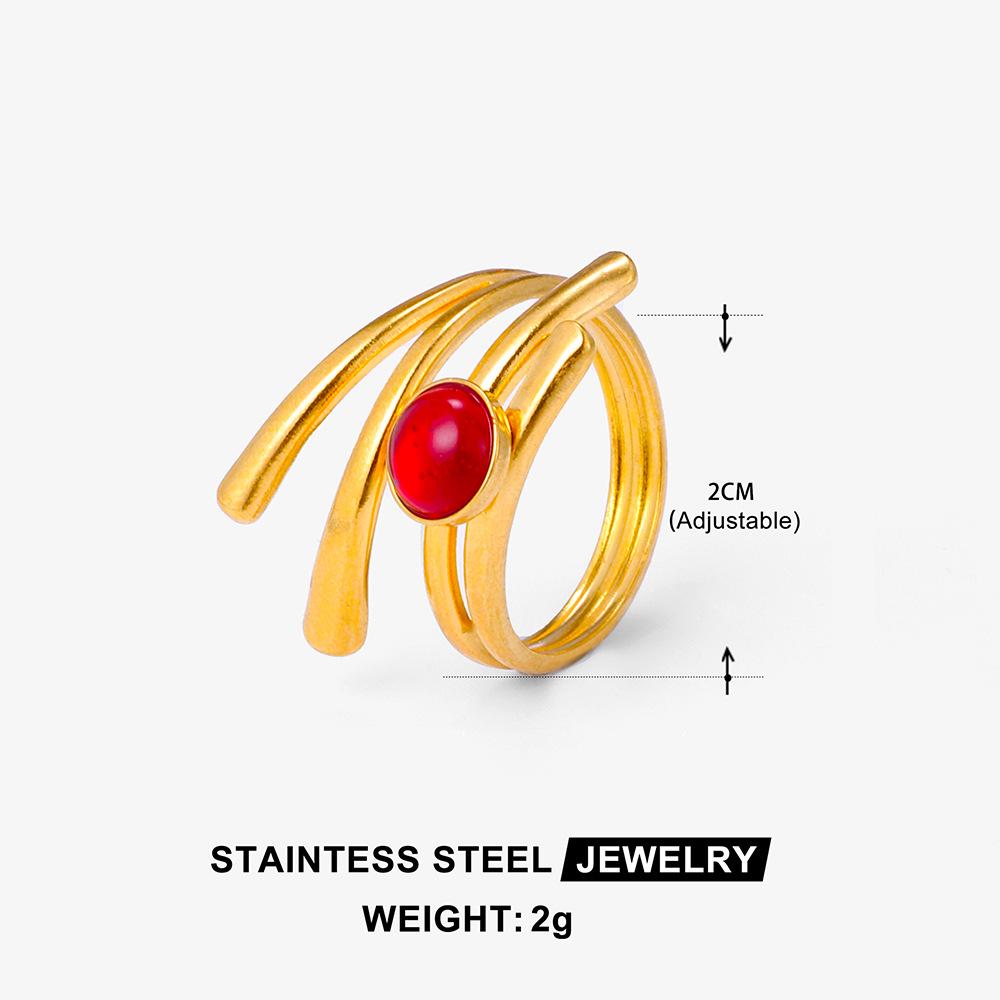 Boho Mehrfarbiger Türkis Edelstahl Offener Ring, Umweltfreundlich & Lichtecht, Schlichtes Titanstahl Design für Damen
