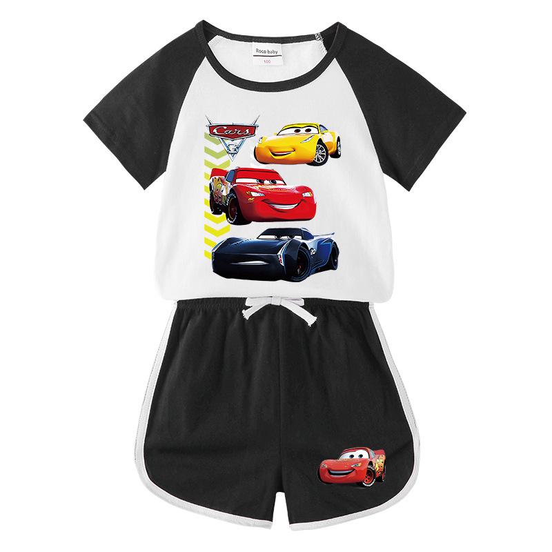 Letni komplet dwuczęściowy dla chłopca: T-shirt z krótkim rękawem i spodenki - casualowy strój sportowy