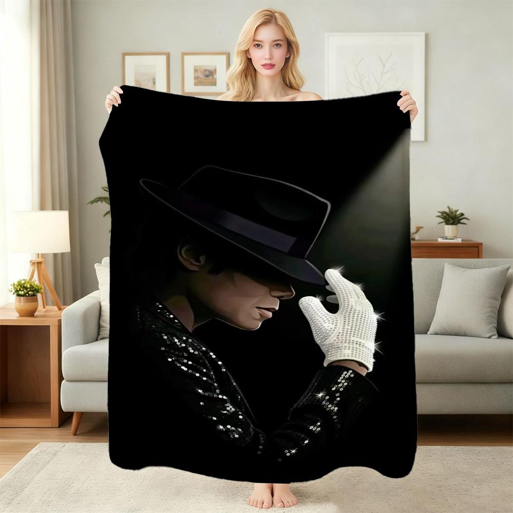 Michael Jackson Pop Theme Printed Blanket Warm Comfortable Fleece Blanket For Camping Travel Home Decor Holiday Gift