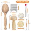 Mini Darning Loom,Mushroom Knit Patch Kit With 14 Hooks Small Weaving Loom 14 Pcs Large Eye Needles 50 Color Threads
