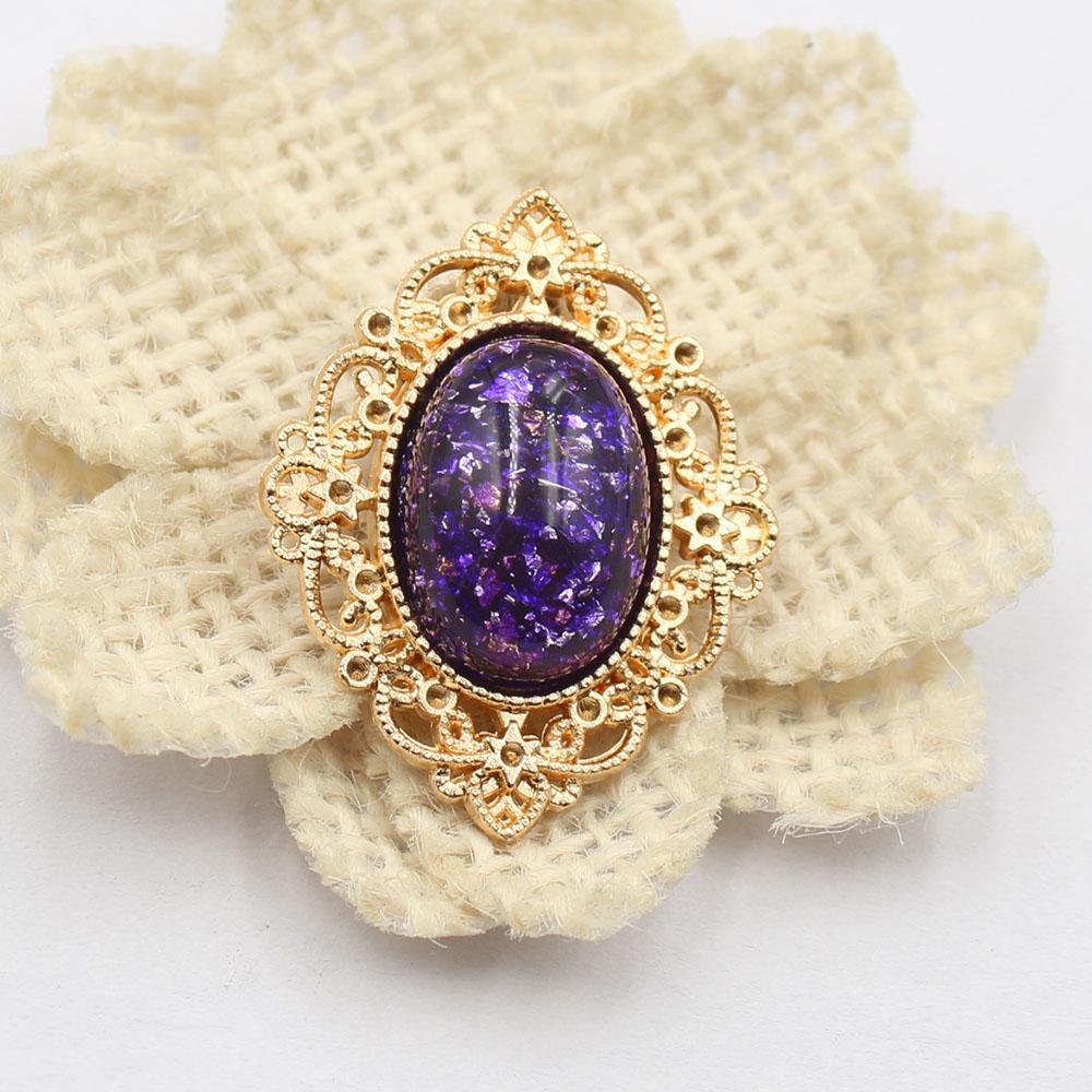 Gold 10 piece set 27 * 33mm flat back oval glitter resin flower plate DIY clothing hair accessories bow flower accessories