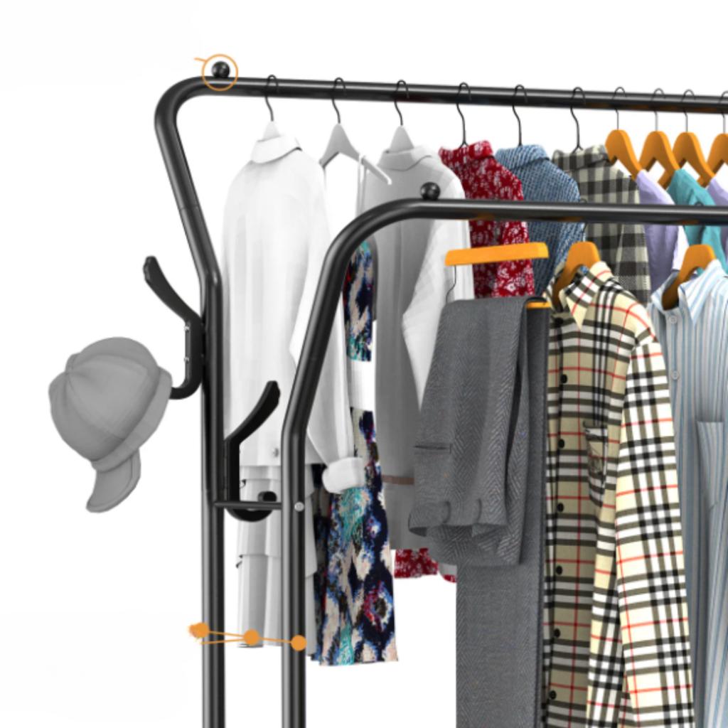 Kleiderschrank Kleiderständer Ständer Stehend Garderobe Doppelregal Regale Regal Groß [D-Sz1]
