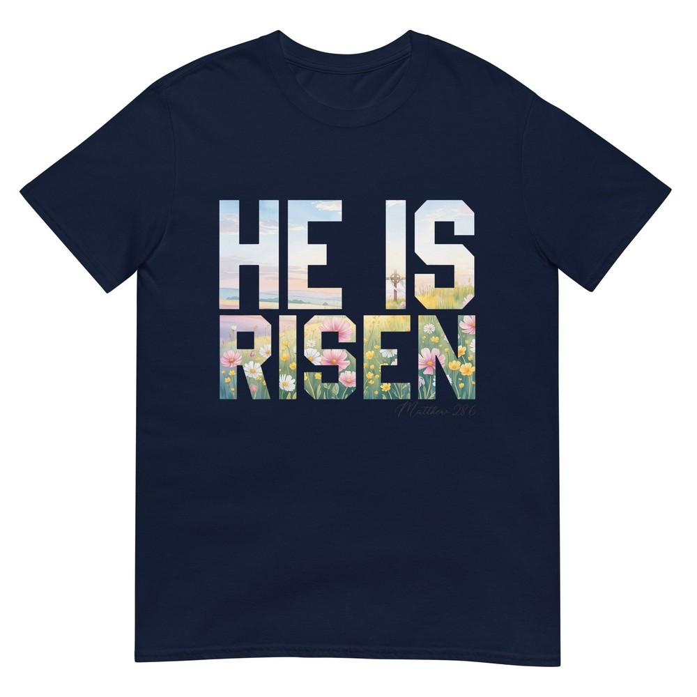 He Is Risen Boho Wildflower Easter Christian Jesus TShirt S