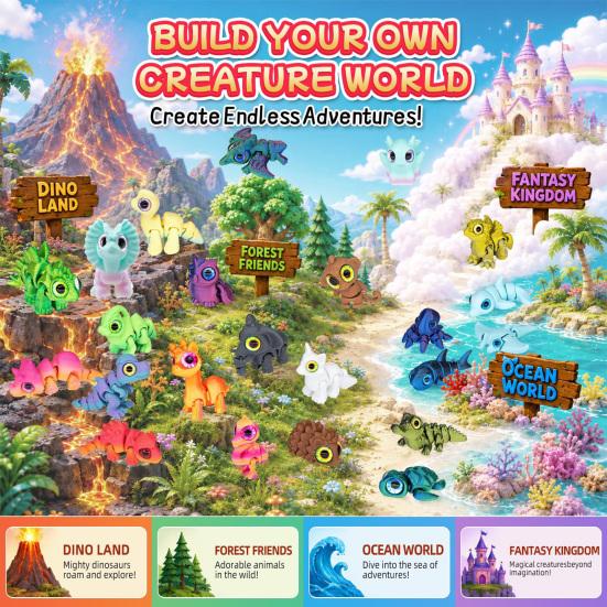 Christmas Advent Calendar for Kids 3D Printed Animal Calendar, 24-Day Dinosaur Ocean Land Countdown Box Holiday Figure Set, Decor,