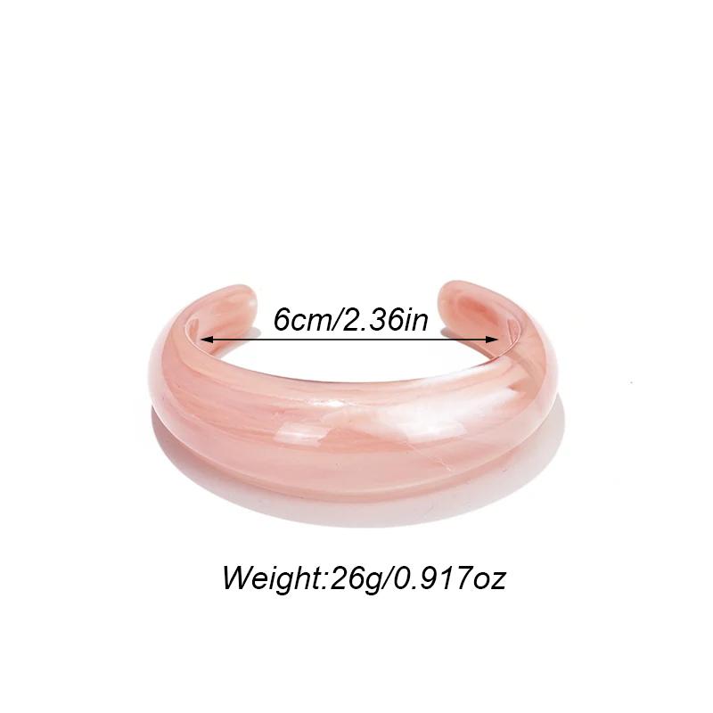 Fashion Exaggerated Opening Acrylic Bracelets for Women Simple Blended Jelly Colored Curved Cuff Bangle Female Jewelry