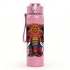 1PC Tribal Floral Elephant 750ml Color Plastic Sports Water Bottle Leakproof Flip Straw Lid Suitable for Sports Office Home Use