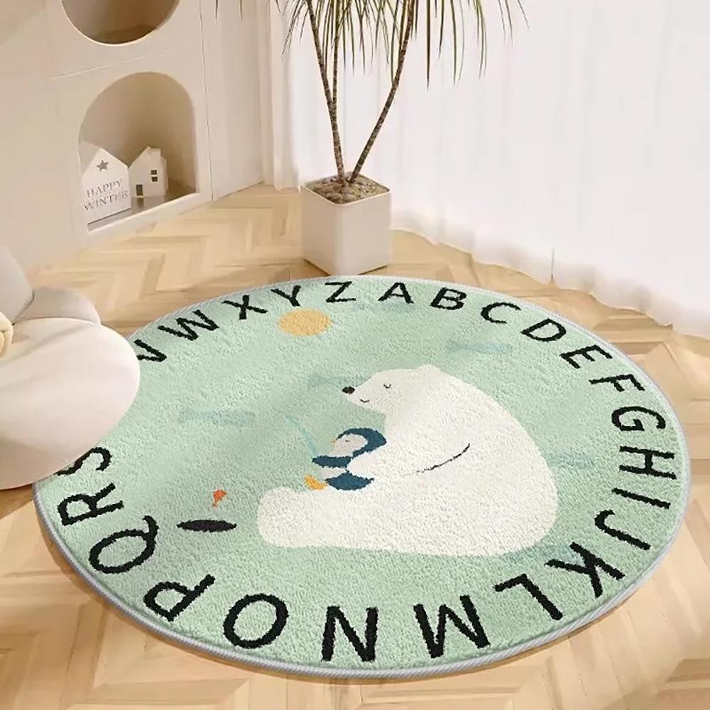 

VIKAMA Cute Cartoon Faux Wool Carpet - Playful Round Area Rug for Sofa & Bedroom, Durable Non-Slip Circle Floor Mat Home Decor 60cm 24inch
