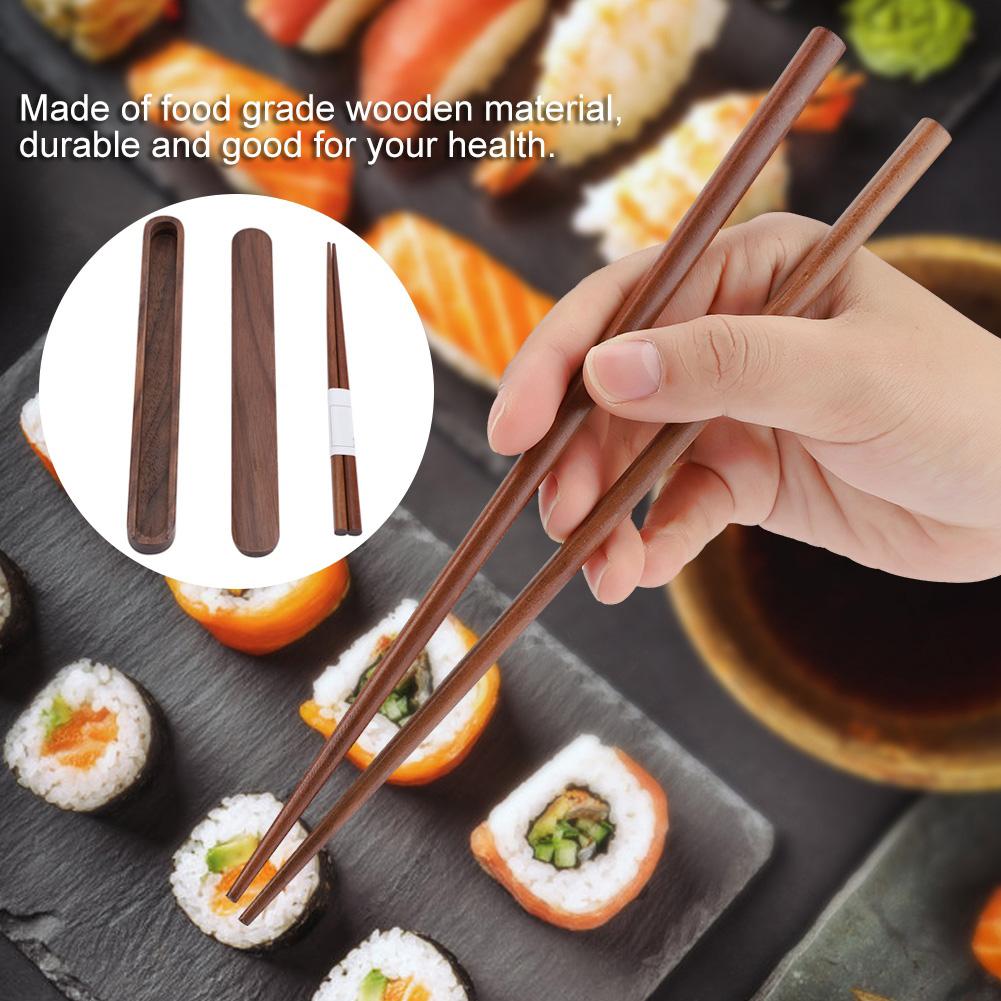 Portable Eco Friendly Wooden Reusable Chopsticks Storage Case Box