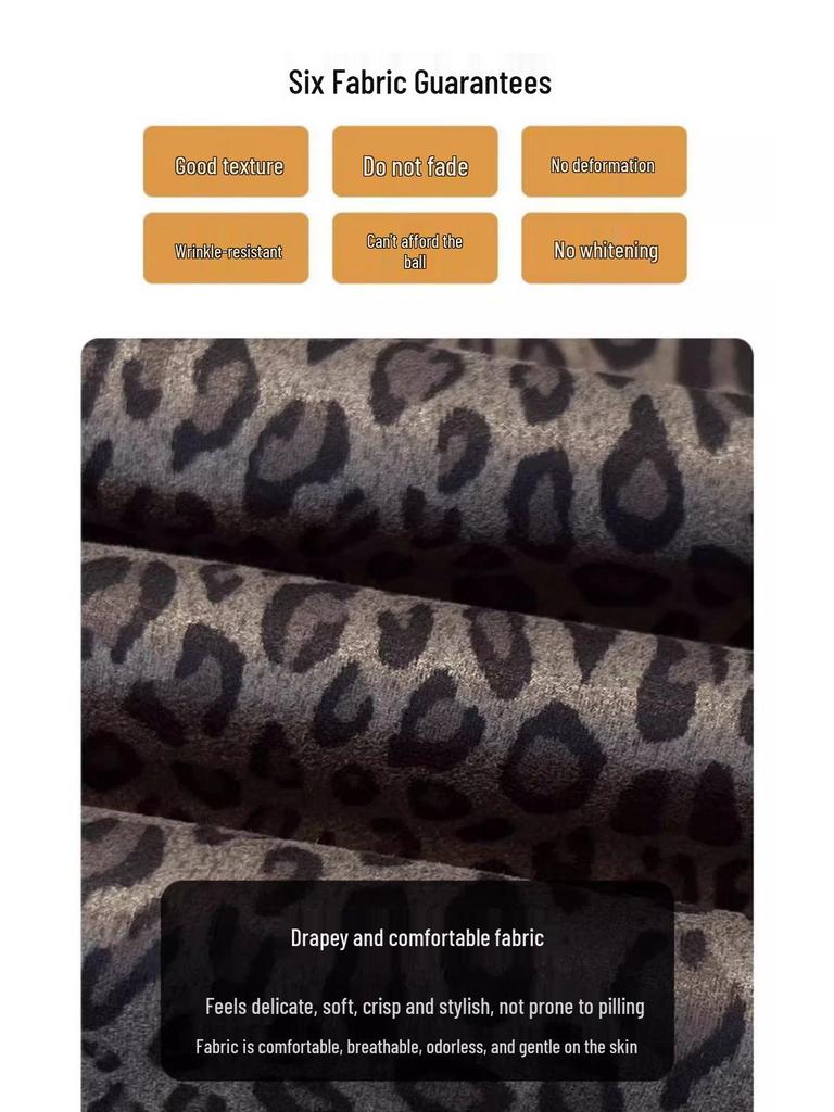 2025 Trendy Women's Leopard Print Wool-Blend A-Line Skirt - High Waist, Slimming Fit for Autumn/Winter