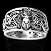 Adjustable Viking Fox Ring In Antique Sterling Retro Celtic Style Unisex Jewelry