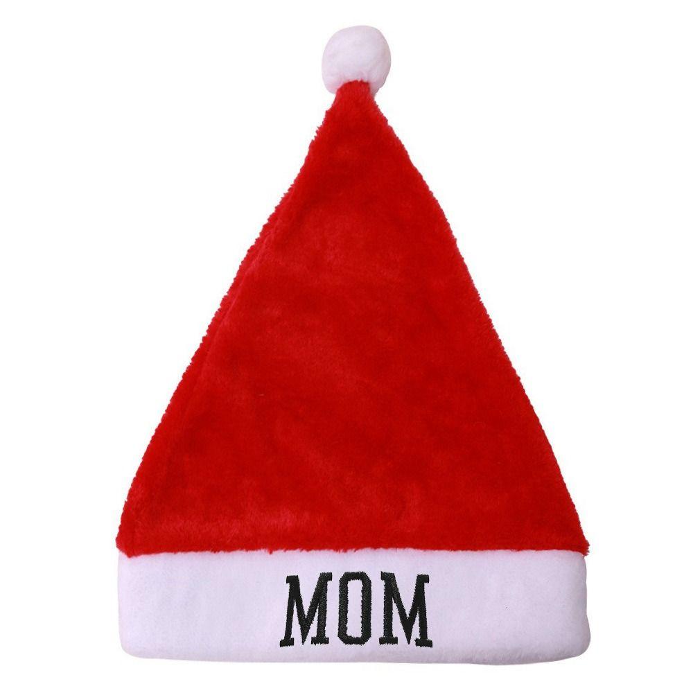 Fluffy Family Matching Santa Hat DAD MOM MINI Embroidered Plush Santa Cap Home Decor