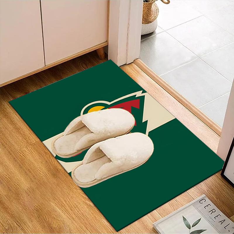 Minnesota-Wild Hockey Team Floor Mat for Living Room, Game Rooms, Office, Bedroom, Office Floor Mat Playful Design, Christmas Fan Gifts