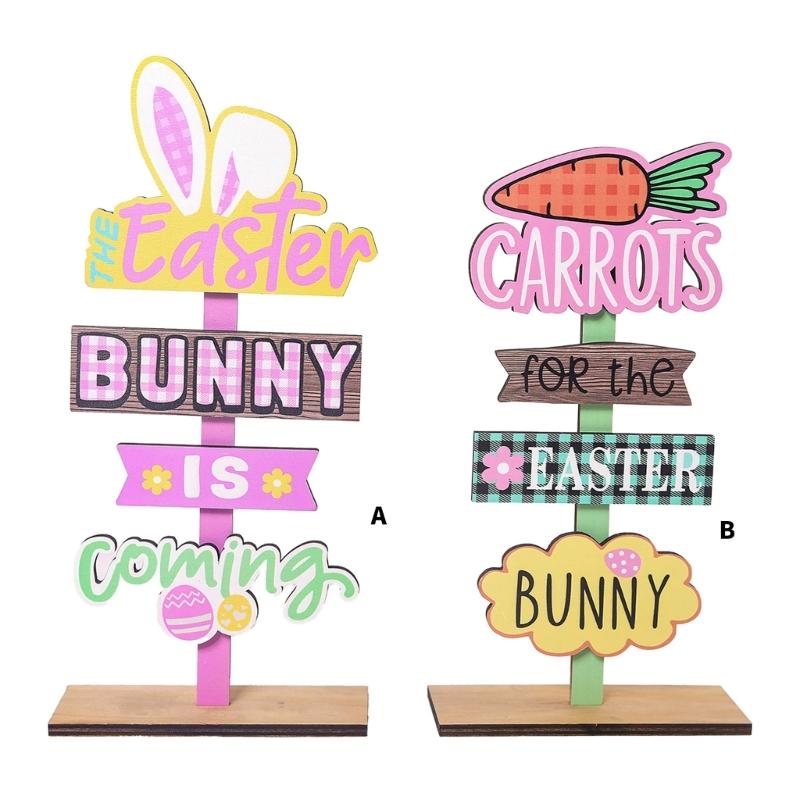 Natural Wood Easters Decoration Bookshelf Display Ornament Easters Charm Decors Suitable for Living Room Dining Table