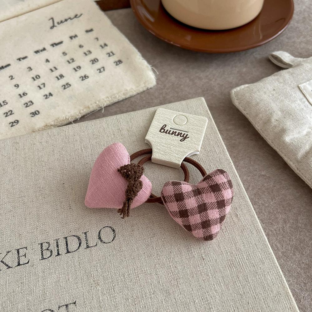 2pcs Pink Coffee Plaid Bow Hair Clip Hairpin Sweet Girl Love Bangs Side Clip Hairpin Children's Hairpin Kids Hair Accessories