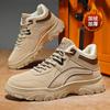 Herrenschuhe 2024 Winter High Top Trendy Dicksohlige Workwear Schuhe Warme Baumwollschuhe Schnürschuhe Bequeme Plüsch Warme Stiefeletten