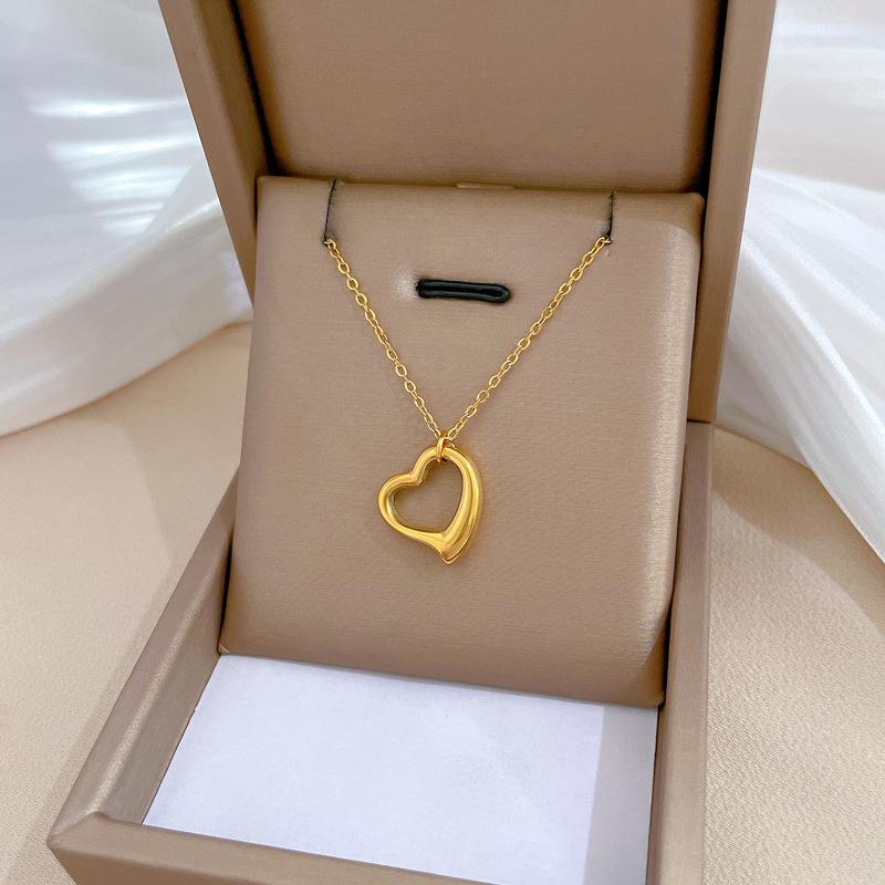 Plain Ring Love Furnace Real Gold Cold Necklace Female Collarbone Chain With Jewelry