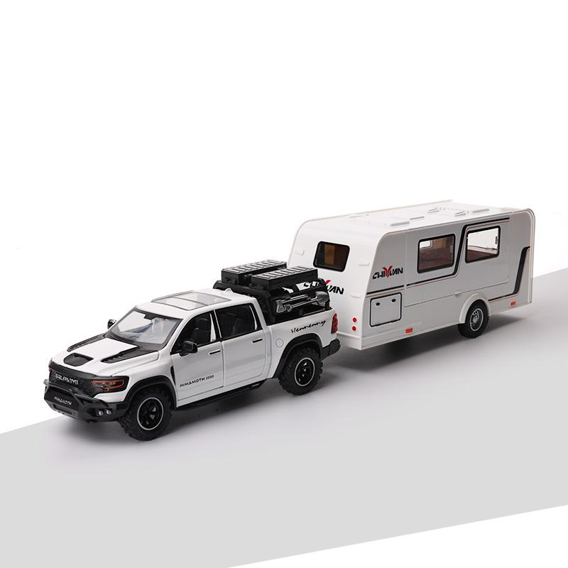 

1:32 DODGE Mammoth 1000 TRX Camping RV Car Off Road Vehicle Alloy Diecast Model Car Miniature Mini GT Collections Hobby Birthday белый