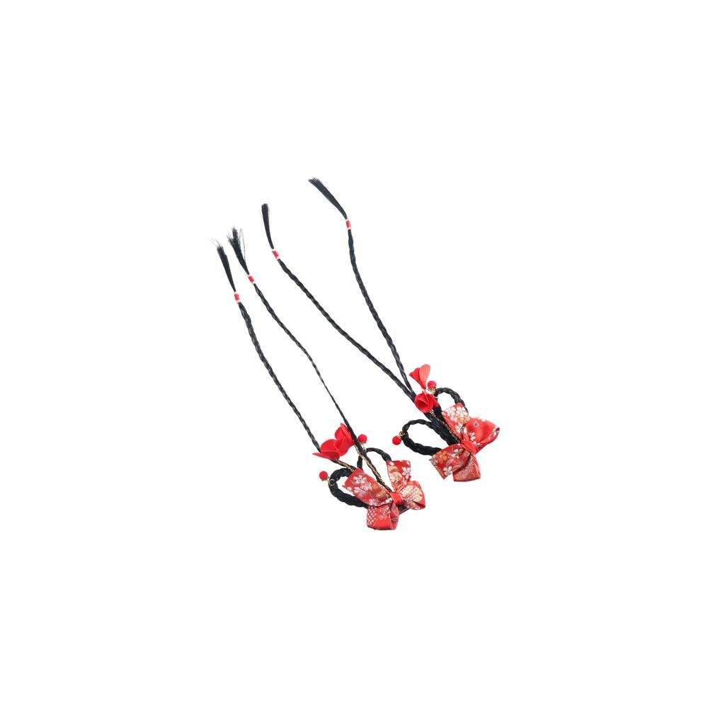 Hanfu Headdress Red Bow Hair Clip New Year Headdress Child Hair Accessories Baby Wig Hairpin