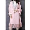 Cashmere pink-gray sharomi cardigan shawl cape muffler