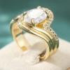 Elegant Inlaid White CZ Women's Ring Gorgeous Gold Color Geometry Daily Wear Party Jewelry Anniversary Gift