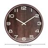 Round Wall Clock with Wood Frame Long-Lasting Quartz Glass Front