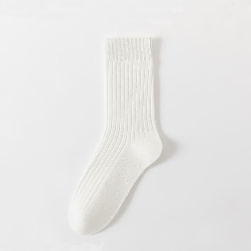 Female Spring and Autumn Pure Color All Build Loose Mouth In The Tube Pile Pile Cotton Socks