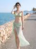 Swimsuit Feminine Split Babes Sexy Small Breasts Gather Bikini Long Sleeve Long Dress Seaside Vacation Swimsuit