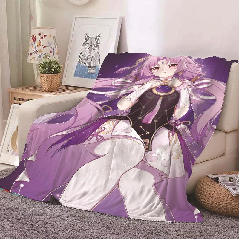 Anime Honkai Star Rail Kafka Flannel Blanket Cute Cartoon Printed Warm Soft Blankets Home Bedding Decor Winter Blankets