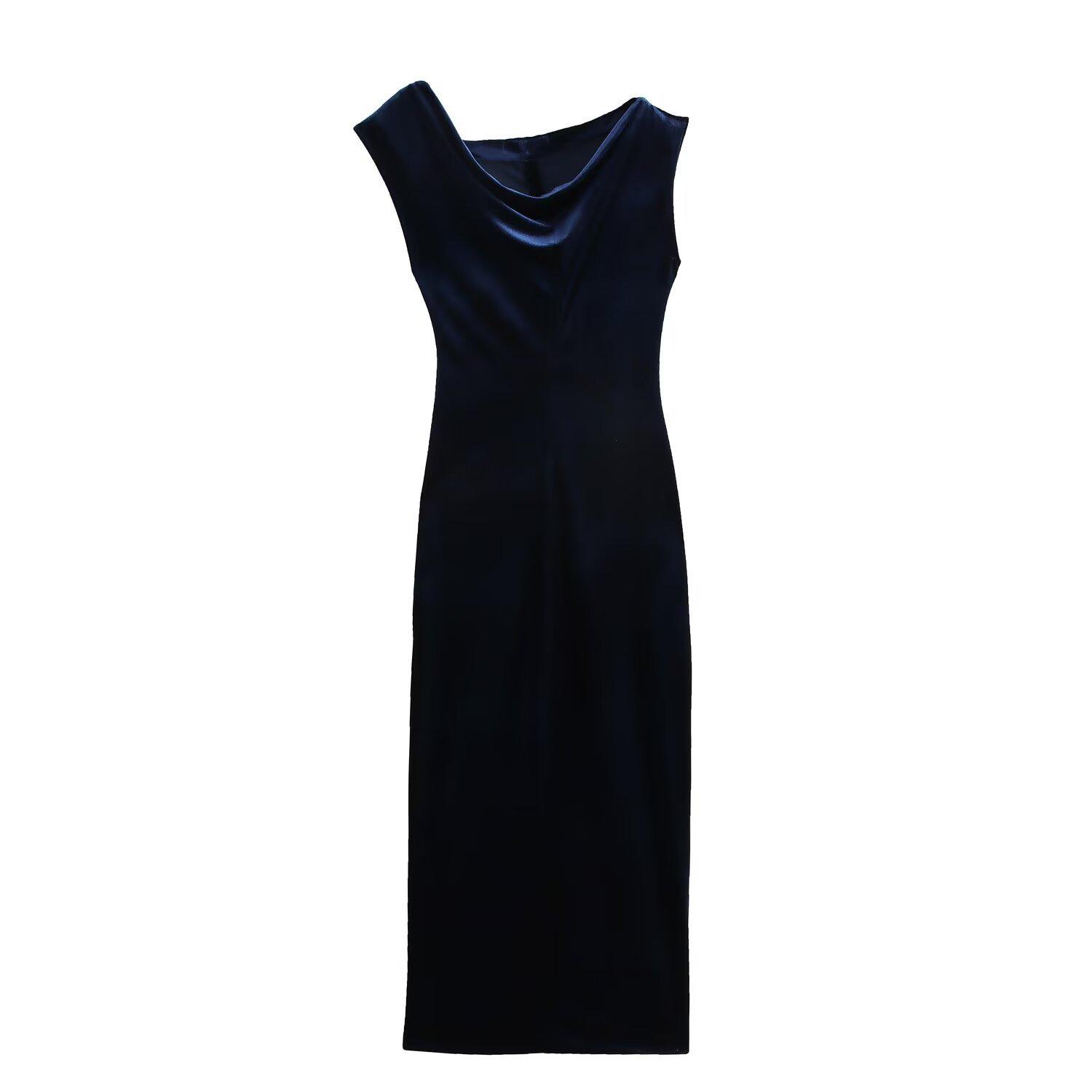 

Spring 2025 Women s Asymmetrical Velvet Midi Dress Medium