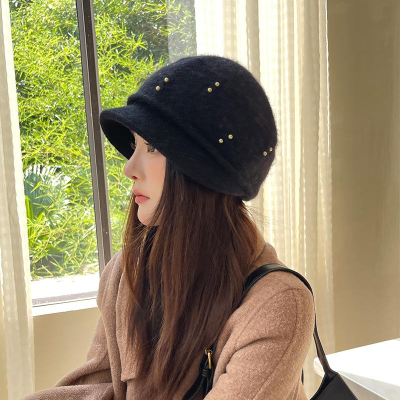 Dzianinowa czapka damska z rondem, zmywalna czapka damska, czapka dla kobiet, wygodna czapka