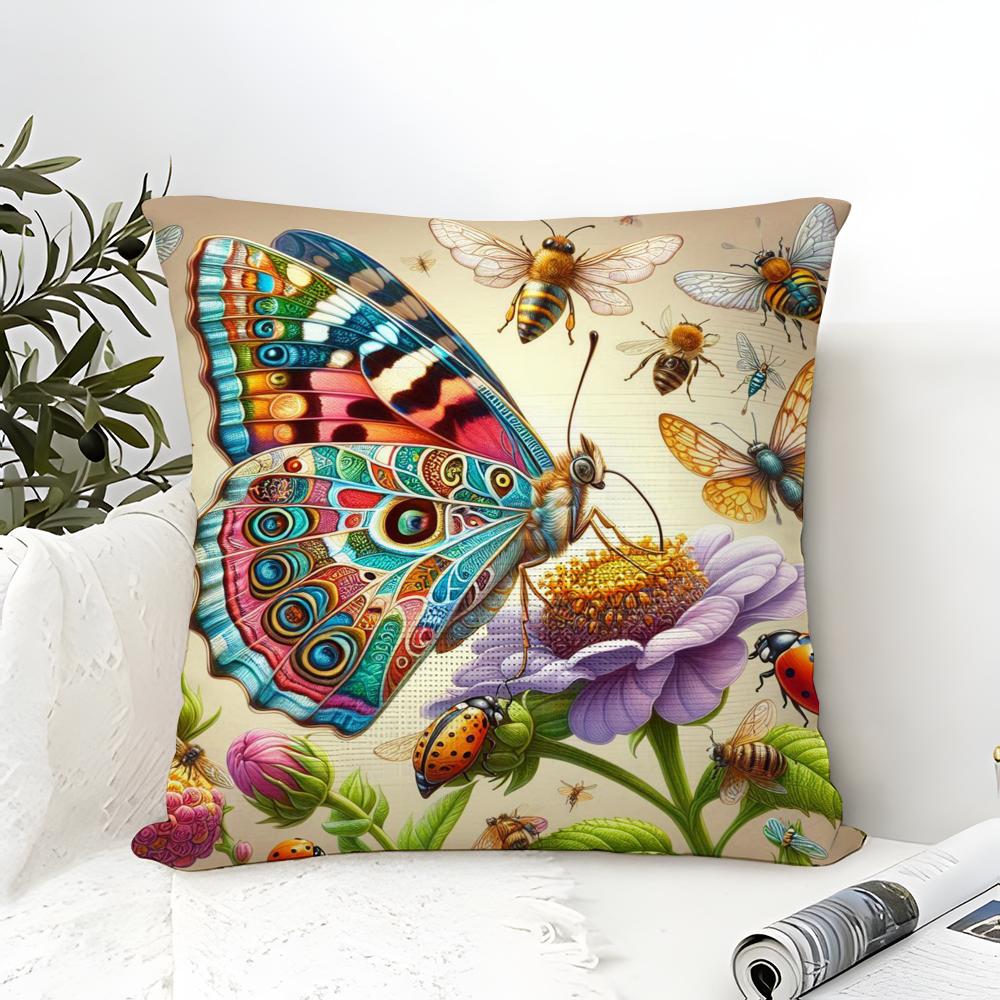 Natural Animal And Colorful Floral Decorations Pillow Case Linen Pillow Case Sofa Home Decor Cushion Cover Cushion Cove