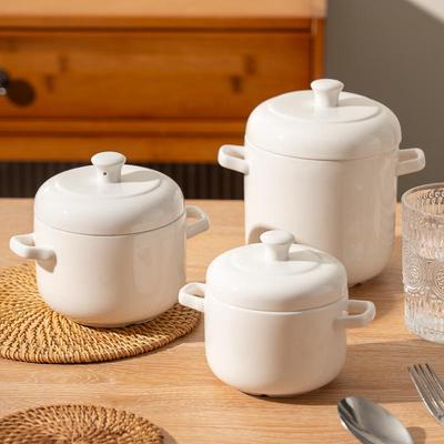 Ceramic Double-Ear Stew Pot with Lid for Stews and Soups