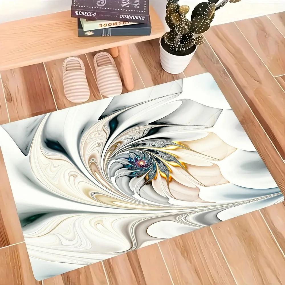 Moderner Teppich mit psychedelischer Flora, rutschfeste Teppiche für die Inneneinrichtung von Wohnzimmer, Schlafzimmer, Küche, Dekoration, maschinenwaschbare Bodenmatte