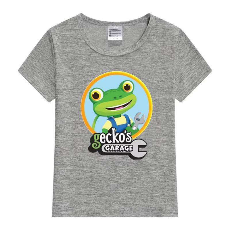 2025 Divertente Cartone Animato Stampa Garage di Gecko Abbigliamento per Bambini Magliette per Bambine Nuovi Vestiti Top Moda Estiva Maglietta da Bambino