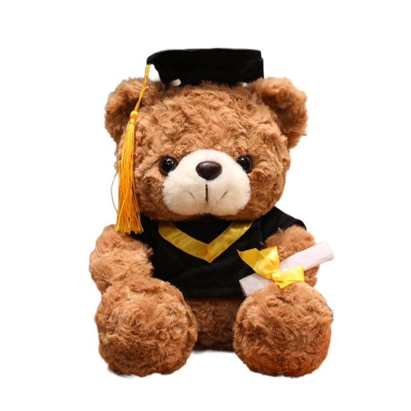 Ours en Peluche Habillé en Robe 1625cm Poupée Assise Animal de dessin animé en Peluche Cadeau Souvenir pour Diplômés Docteurs Camarades de Classe 16cm