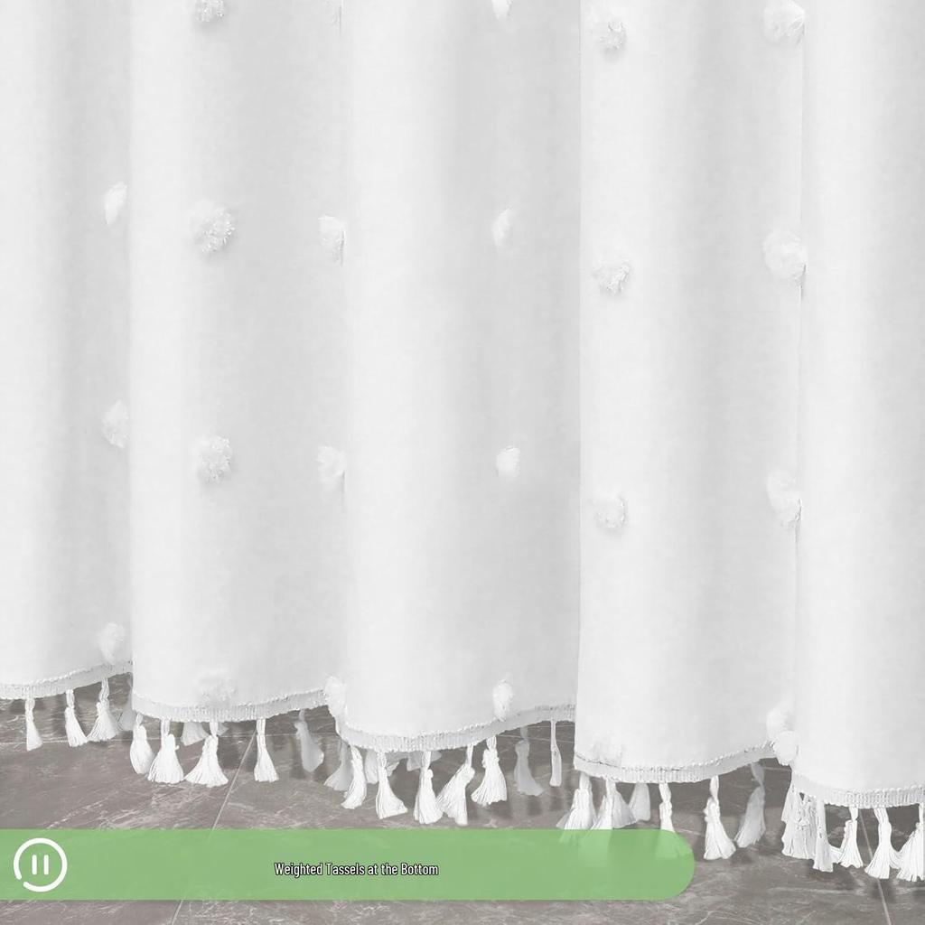 Hydrangea Floral Tassel Shower Curtain: Elegant Style for Home & Hotel Bathrooms