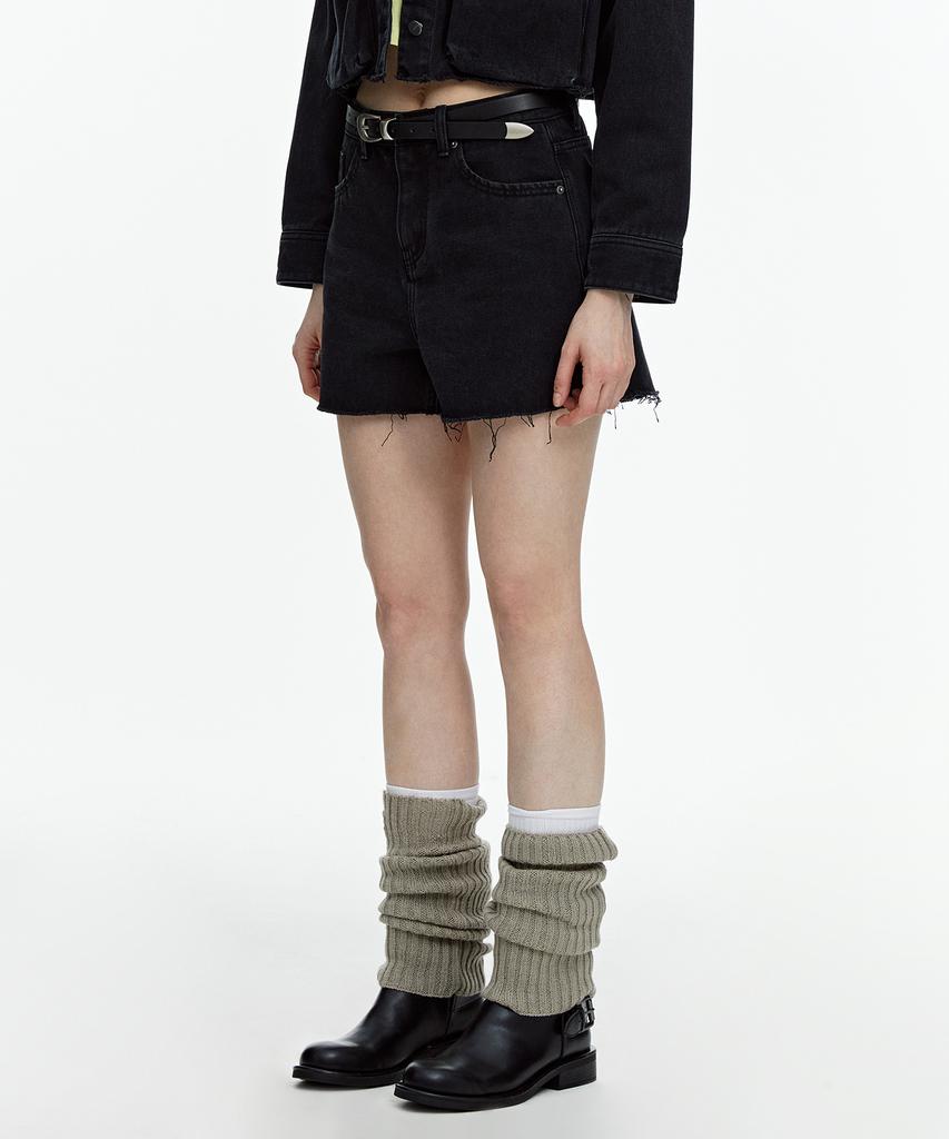 FALLETT Cut-Off Denim Shorts Black
