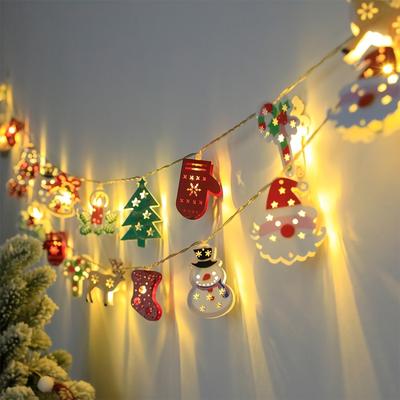 10-LED Battery-Powered Christmas String Lights with Santa & Snowman Perfect for Indoor Outdoor Holiday Decor Festive Bedroom Ambiance