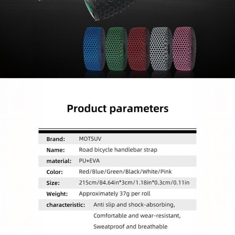 2 Rolls Bike Handlebar Tape Honeycomb Texture Non Slip Breathable Shock Absorbing For Road Mountain Cycling Rides