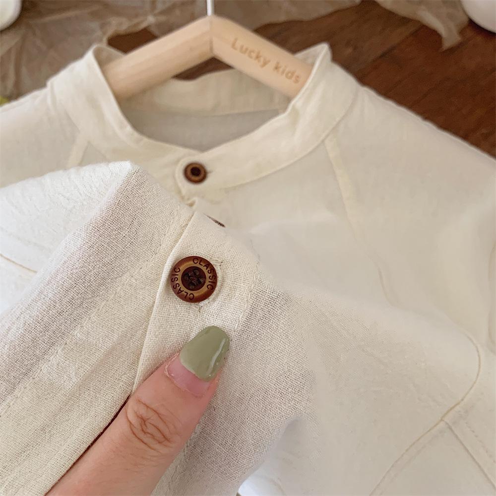Lato 2025 Koszula chłopięca z krótkim rękawem w wszechstronnym stylu koreańskim marki Montaigne - Modna odzież dziecięca
