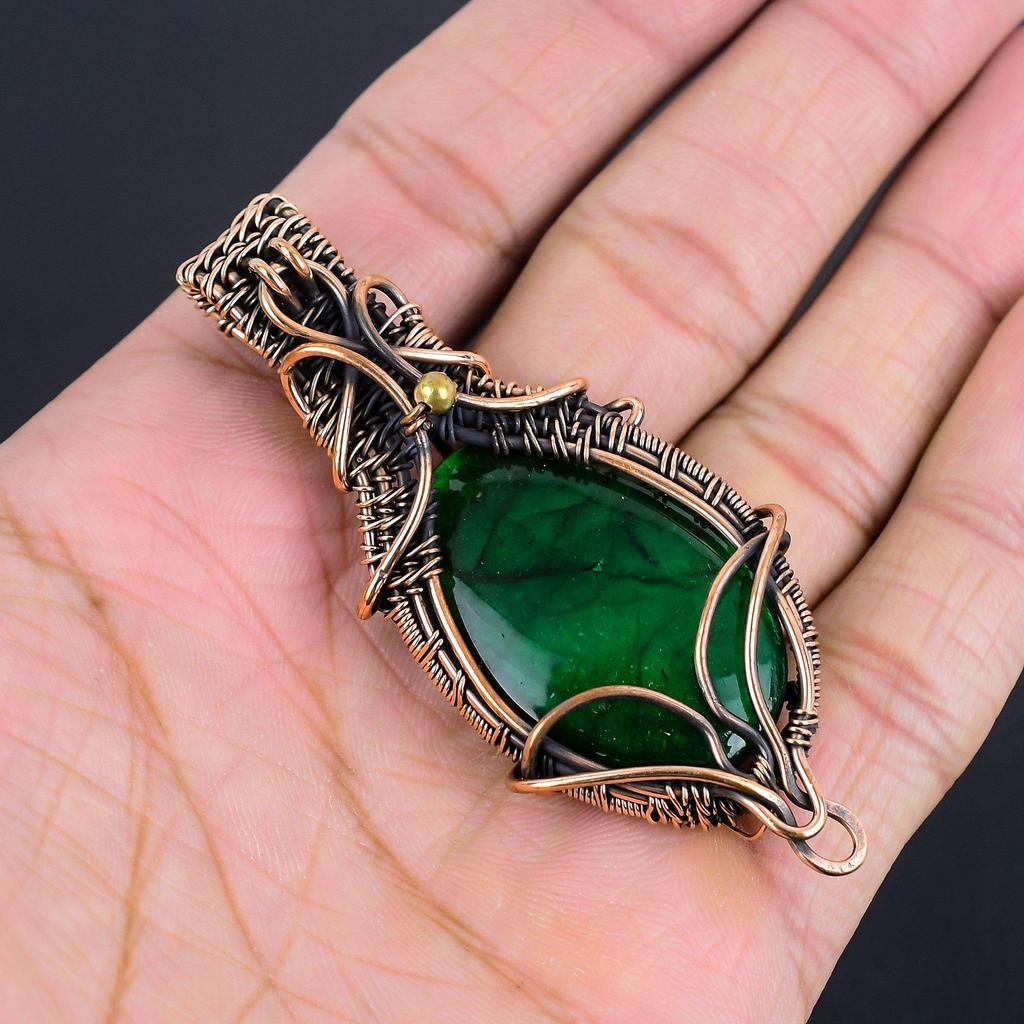 Green Flash Labradorite Pendant Gemstone Jewelry, 999 Copper Wire Wrapped Pendant, Handmade Jewelry Birthstone Pendant, Gift For Him