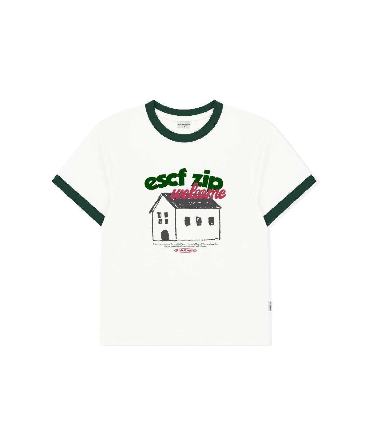 Escape From Welcome Home Print Ringer Short Sleeve T-Shirt Green L