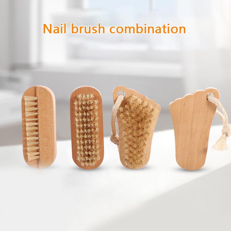 Wooden Cleaning Nail Brushes Manicure Pedicure Soft Remove Dust Nail Brushes File Care Tools With Hanging Rope Exfoliating