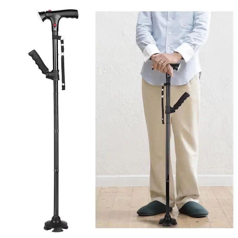 Cross-Border Trusty Cane: Five-Section Lighted Walking Stick with Voice Broadcast