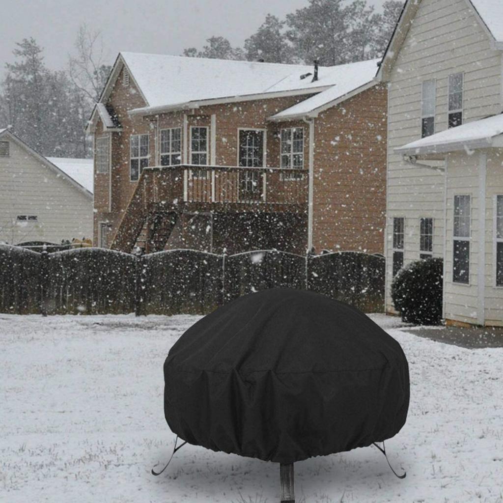 Fire Pit Cover 34in Diameter 15in Height 210D Silver Coated Water Proof Sunproof Firepit Cover for Outdoor Patio